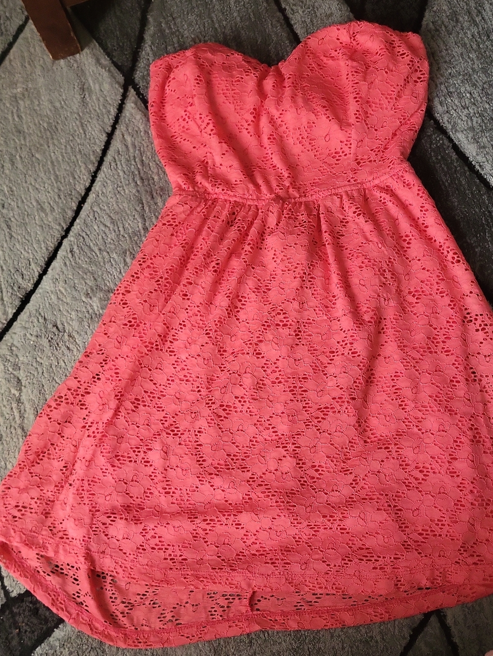 Strapless Coral Lace Sundress - Women